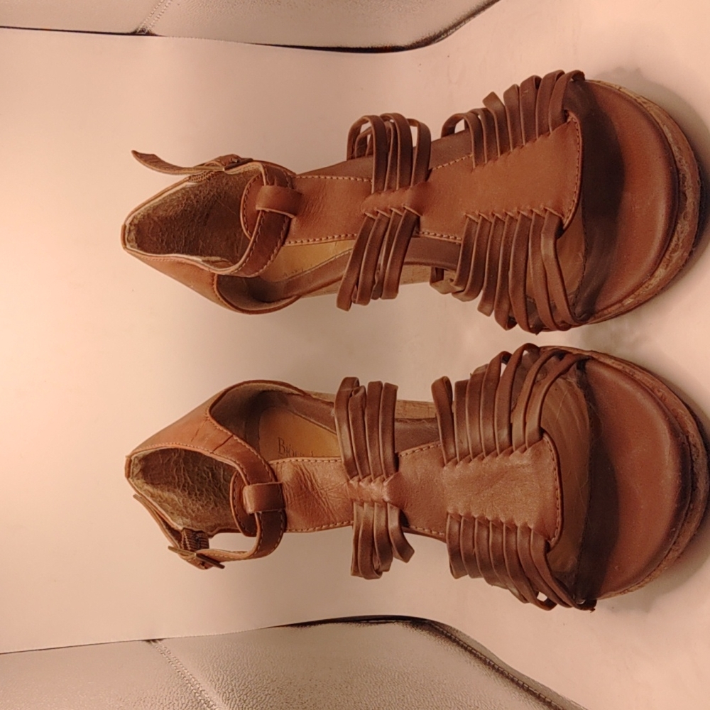 Bjorndal Strappy Brown Wedge Sandals